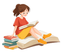 女孩读书商用插画