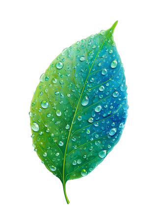 白露时节绿叶上的露水元素