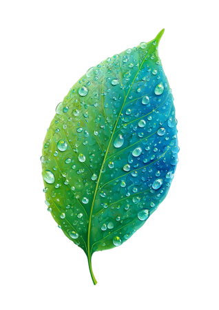 白露时节绿叶上的露水元素