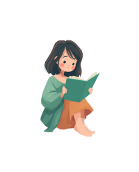 女孩读书透明背景素材