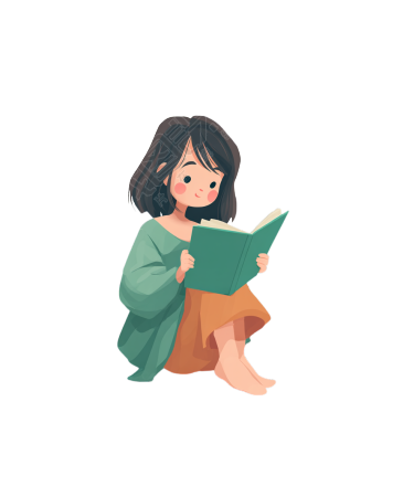 女孩读书透明背景素材