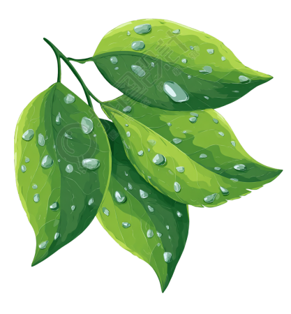 绿叶上的露水插画