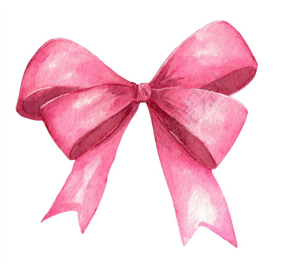 水彩粉色蝴蝶结插画