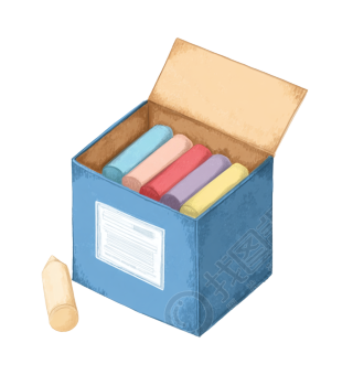 蓝盒子粉笔白标签插图设计
