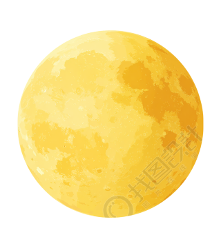 童书插画黄色满月图案
