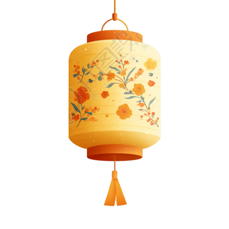 黄色灯笼简约插画