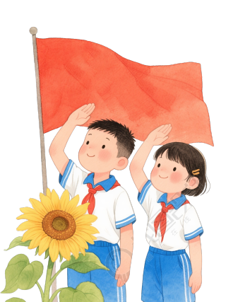 少先队敬礼卡通素材