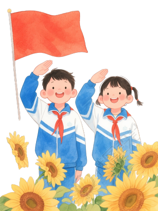 少先队敬礼卡通元素