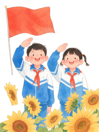 少先队敬礼卡通元素