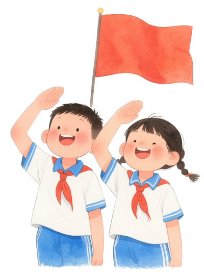 少先队敬礼卡通插画