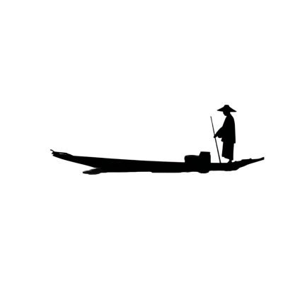水墨风渔船商用插画