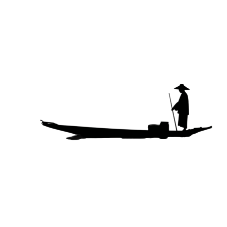水墨风渔船商用插画