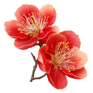 中国春节红色花朵logo