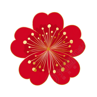 春节红花徽标