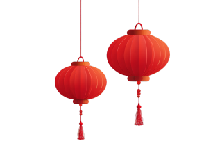 红色卡通风格中国新年灯笼