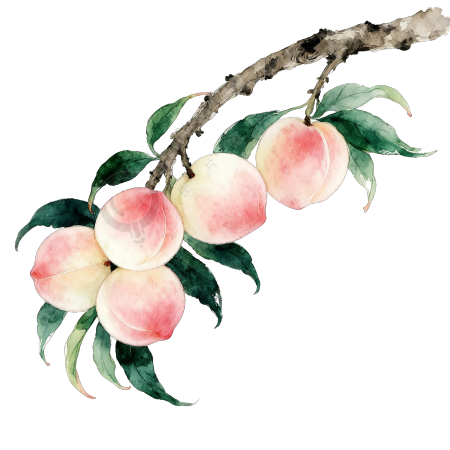 水彩桃子插画