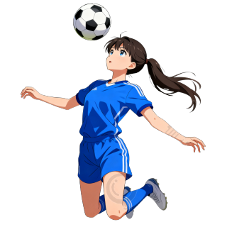 女生足球动作PNG素材