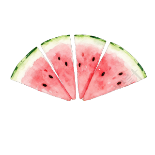 清新夏日西瓜水彩画