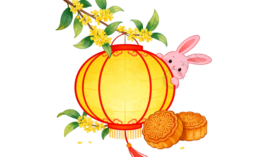 中秋节玉兔灯笼可商用插画