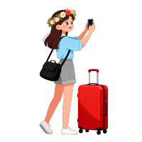 花冠女孩旅行插画