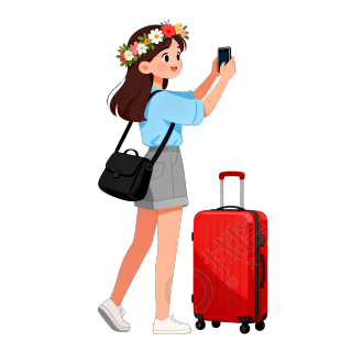 花冠女孩旅行插画