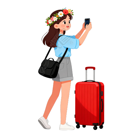 国庆节女孩旅行插图