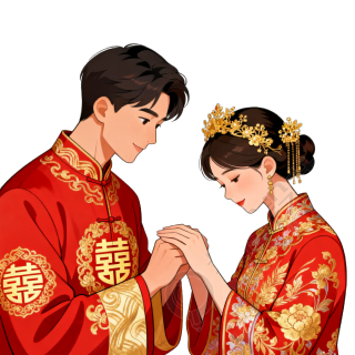 传统婚礼插画设计
