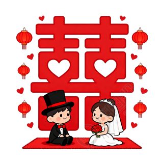 可爱婚礼插画