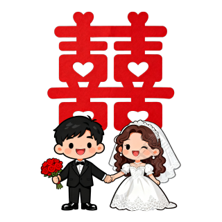 可爱婚礼插画