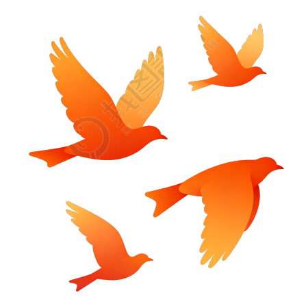 橙色渐变和平鸽插画