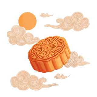 橘色月饼插画