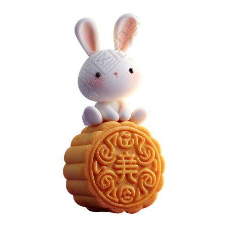 3D可爱玉兔插图