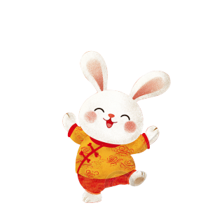 可爱兔子舞蹈插画