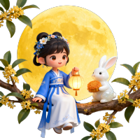 可爱嫦娥与玉兔插画