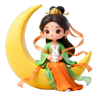 仙女嫦娥月中图