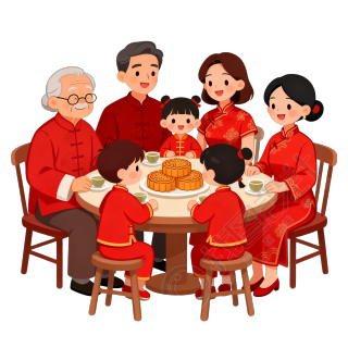 家庭团圆中秋节插画设计