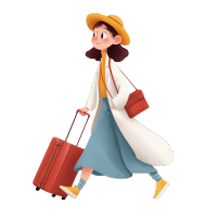 女孩旅行手绘图