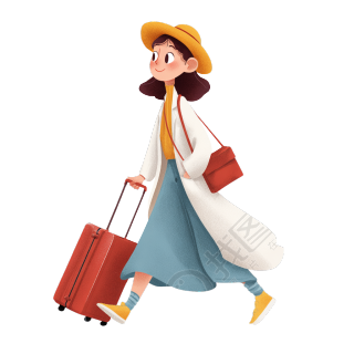 女孩旅行手绘图