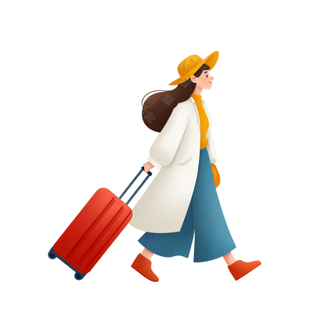 女孩国庆节旅行插画