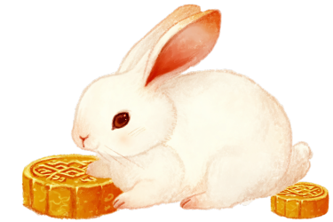 中秋节兔子与月饼插图