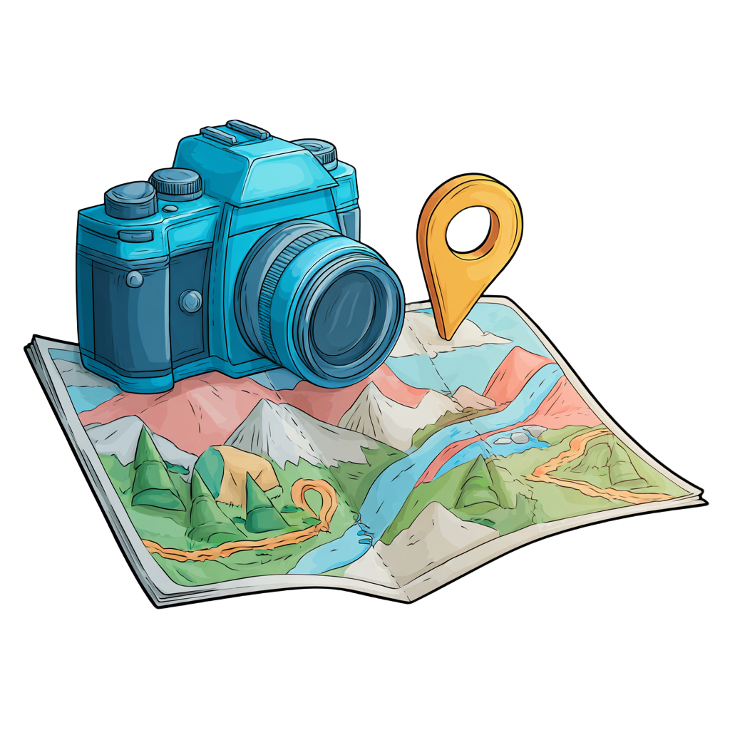国庆旅游地图图标插画