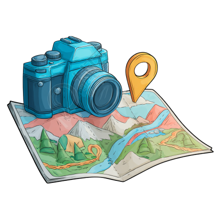 国庆旅游地图图标插画