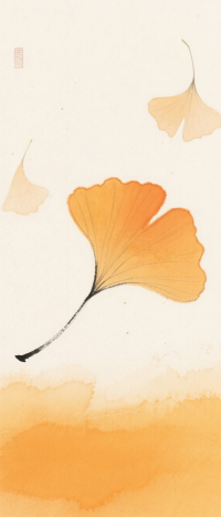 银杏叶水墨风背景插图