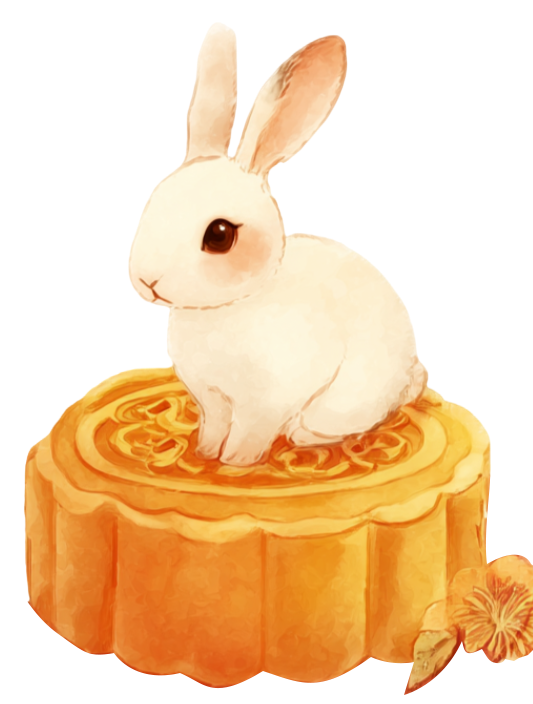 中秋节兔子与月饼插画