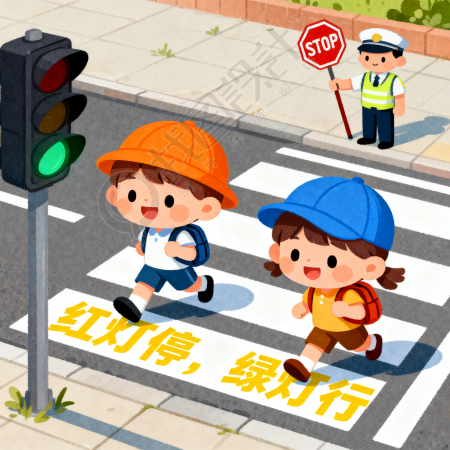 儿童交通安全卡通插画