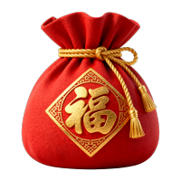 3D红色福袋简约插画