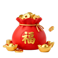 3D红色福袋简约素材