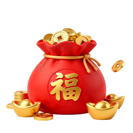 3D红色福袋简约素材
