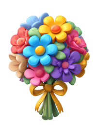 3D可爱花束插图