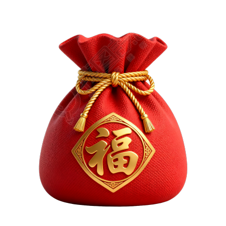 3D红色福袋简约插图